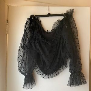 Eloquii Black Tulle off-the-shoulder top, 18/20